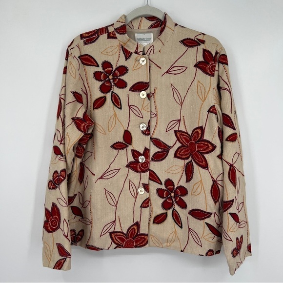 Coldwater Creek Floral Embroidered Collared Long Sleeves Buttondown Jacket - Picture 9 of 10